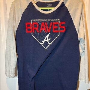 Atlanta Braves Navy and Cream Raglan Shirt